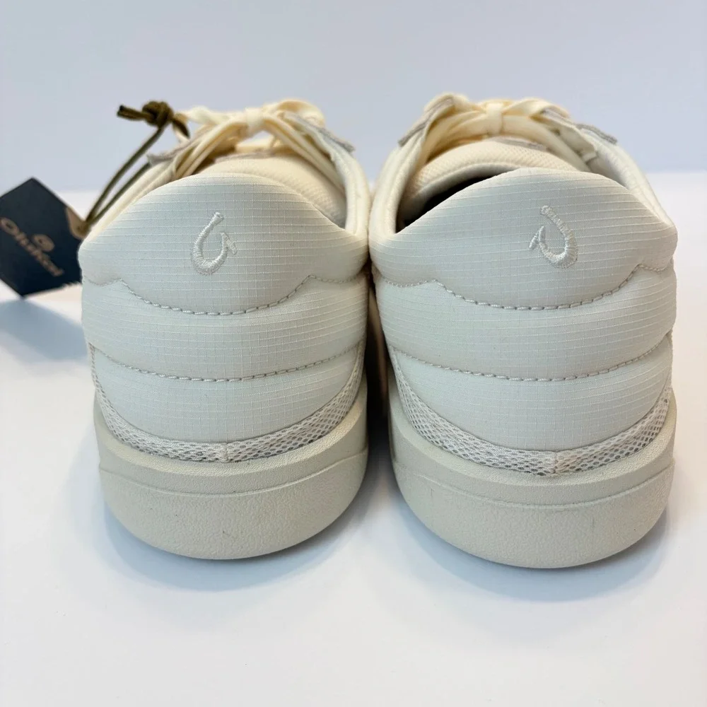 OluKai Punini Mens 11.5 White Sand Mesh Suede Sneakers NEW Drop In Heel Casual